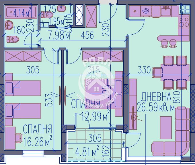 Роял имоти продава тристаен нов апартамент /Паркомясто/, Каменица 2, Пловдив - 0